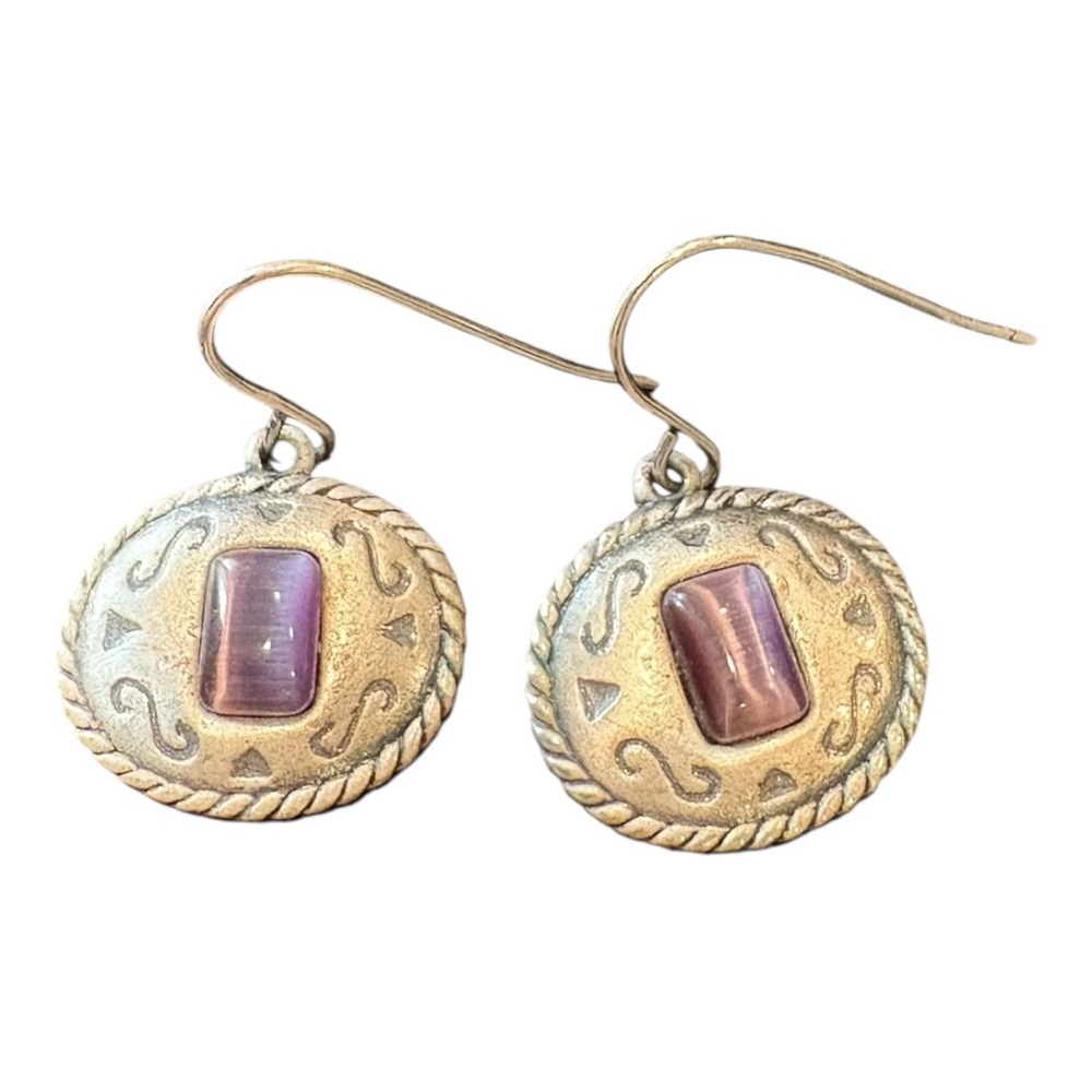 KC Marked – Oval Western-Inspired Purple Cabochon Dangle Earrings JB9